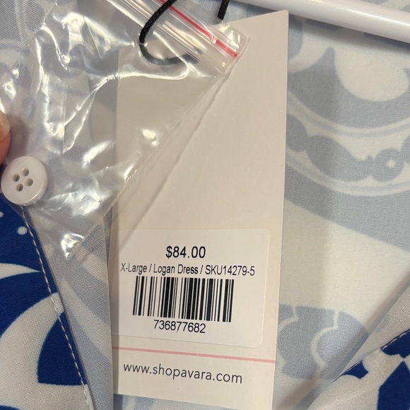 Avara Blue and White Patterned Midi Dress - Picture 3 of 4